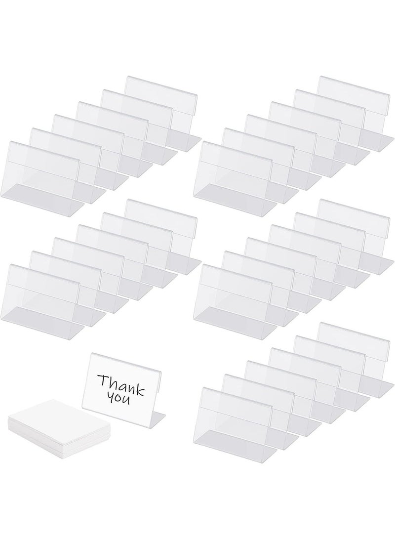 ChicAbode 36 Pcs Mini Clear Acrylic Sign Display Holder, with 36 PCS Blank Labels L Shape Sign Holders Price, Name Card Tag Label Stands - Image 1